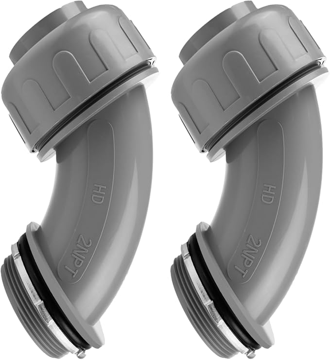 2" Liquid Tight Connector PVC Electrical Conduit Fittings 90 Degree Flexible Conduit Connector for Home Kitchen Bathroom Tube Tool Supplies,UL Listed(2Pcs 90 Degree)
