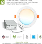ASD 6 Pack LED Recessed Lighting 6 Inch 12W, 5 CCT 2700K-5000K CRI90+, IC Rated Ultra Thin Dimmable Ceiling Lights with J Box, Canless Wafer Downlight, Round Slim Panel Light, Energy Star ETL, White