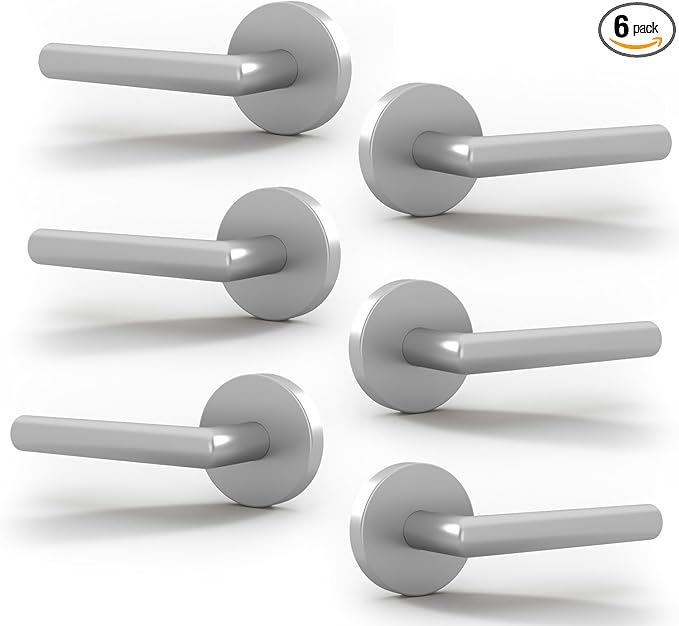 Mega Handles Ronn Dummy Door Handles - 6 Pack Heavy Duty Chrome Door Handles, Non-Turning Door Handle for Closet & French Doors, Single Side, Fits All Standard Doors - Polished Chrome