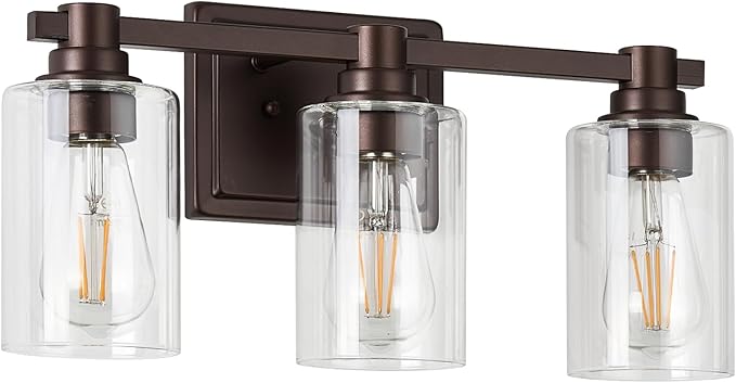 3 Lights Bathroom Lighting Fixtures Over Mirror Oil Rubbed Bronze Bathroom Vanity Light Fixture Farmhouse Vanity Light Vintage for Bedroom Living Room Hallway