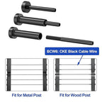 CKE 10 Pairs Black Invisible Cable Railing Kit,1/8" Swage Tensioner Hardware and Terminal Hidden T316 Stainless Steel Invisible Receiver and Swage Stud End for 2"x2" 4"x4" Wood/Metal Post Deck BCR31