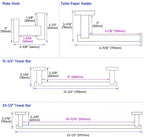 Suyar Brushed Gold Bathroom Accessories, SUS 304 Stainless Steel Bathroom Hardware Set 4 Pieces, Include Robe Hook, Toilet Paper Holder, Hand Towel Holder, Towel Bar, Wall Mount