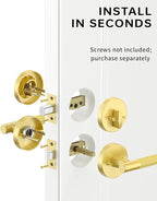 Asidrama Premium Brushed Gold Zinc-Alloy Front Door Lock Set: Double Cylinder Deadbolt, Heavy Duty Security Handleset for Left/Right Exterior Doors, Universal Entry Locks (2 Pack)