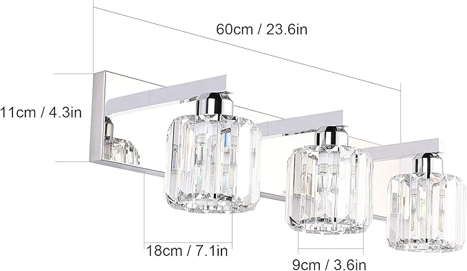 Aipsun Crystal Vanity Light Fixtures Modern Vanity Light for Bathroom Crystal Bathroom Lighting Fixture Wall Light Over Mirror 3 Lights(Not Include Bulb)
