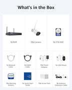 ANNKE Wireless Security Camera System, 16CH 4K WiFi NVR Kit, 12Pcs 3MP CCTV Home Surveillance Cam for Indoor/Outdoor, 2-Way Audio, Night Vision, Weatherproof IP66, Motion Detection, 2TB Hard Drive