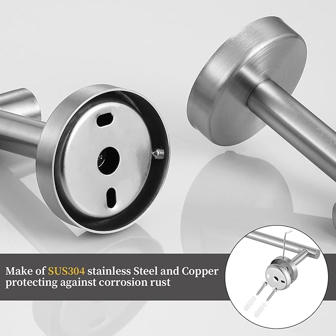 Towel Bar Set Brushed Nickel, Bathroom Towel Ring Set 5pcs Including 2pcs 16'' Tower Bar, Towel Ring and 2 PCS Towel Hooks