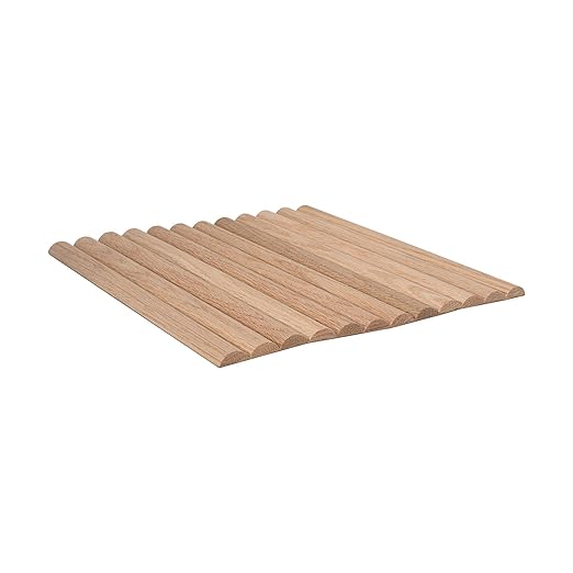 Outwater 1' Wide x 8' High x 3/8" Thick Unfinished Solid Red Oak Flexible Tambour Sheet with 1" Half-Round Slats – Flexible and Customizable Panel for Walls, Ceilings, and More