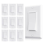 AIDA 4 Way Switch Decorative Light Switch, 15Amp, 120/277 Volt, 4 Way Decorative Light Rocker Switch Replacement, Wall Plate Included, Residential Grade, UL Listed (10 Pack, Glossy White)