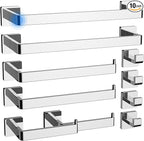 Toilet Paper Holder Collision Avoidance Towel Racks for Bathroom Thickened Material 304 Stainless Steel Towel Rack 10-Piece Towel Bar Polished Chrome Bathroom Hardware Set Will Not Rust