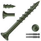 #8 x 1-5/8" Deck Screws (918Pcs) 6lb. Exterior Wood Screws. Carbon Steel, Green, Flat Head, Rust Resistant epoxy Coated, with T25 Star Bit