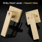 EHOMEWARE 10 Pack Gold Entry Door Levers with Keys Exterior Door Handles in Satin Brass Finish, Bedroom Bathroom Interior Door Handles & Front Exterior Door Levers, Contractor Pack