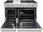 48-inch Pro-Style Natural Gas Range or Liquid Propane Gas Range with 6 Burners & 1 Griddle Cooktop, Double 4.6 cu. ft. and 2.2 cu. ft. Oven, in Stainless Steel - KOS-48RG03M (White-01)