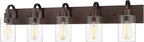 Emliviar 5-Light Metal Bath Vanity Lighting Fixture, Farmhouse Wall Sconce Over Mirror with Clear Glass, Oil Rubbed Bronze Finish, YCE237B-5W ORB