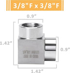 90 Degree Street Elbow - 3/8" NPT Female to 3/8" NPT Female Stainless Steel 304 Heavy Duty Forged Square Barstock Street Elbow Adapter Pipe Fitting (pack of 2)