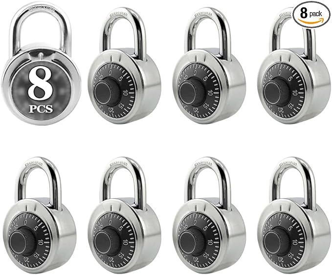 ZonRo Locks Combination Padlock, Fixed Dial Combination Padlock 8 Pack,3 Digit Code Standard Dial Combination, 2 in Wide. 3 in Height, Black Turntable, Lock for Gym & Locker, School, Toolbox