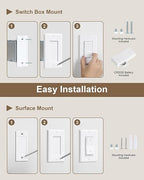 Remote Control Light Bulb Socket, Decorator Rocker Wall Switch, 200FT Range Wireless Light Switch for Pull Chain Light Fixture, E26 E27 Lamp Socket, No Wiring Needed, FCC Listed