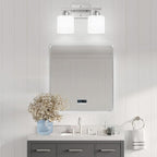 Brushed Nickel Bathroom Light, 2 Light Bathroom Vanity Light Brushed Nickel, Vanity Lamp with Milky White Frosted Glass Shades, E26 Socket