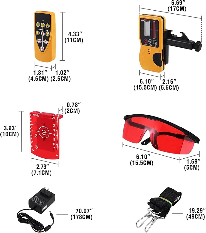 Automatic Self Leveling Rotary Laser, 500m Red Cross Line Laser, 360 Degree Rotating Horizontal & Vertical Laser Level Kit, IP67 Transit Level (Rotary Laser Level Kit)