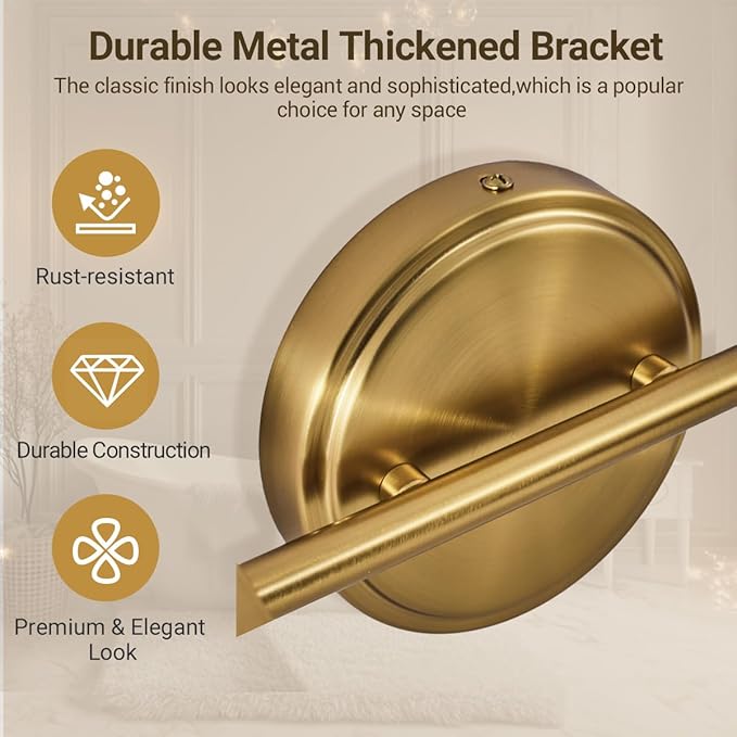 ANDY STAR Gold Bathroom Light Fixtures, Antique Brass Vanity Light, 3 Lights Wall Light with Globe Clear Lampshade, Vintage Wall Sconce with Metal Lamp Body for Bedroom, Living Room, Hallway