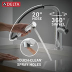 Delta Daneri Chrome Kitchen Faucet with Pull-Out Sprayer, Modern Single Hole Kitchen Sink Faucet, Single Handle, Chrome 16879-DST