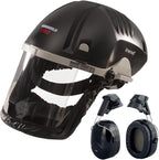 Trend Airshield Pro Full Air Circulating Face Shield w/ Ear Defenders - Complete Face and Hearing Protection Pack, AIR/PRO/D2