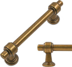Amerdeco 10 Pack Antique Brass Cabinet Pulls 3.75 Inch(96mm) Hole Center Drawer Pulls Cabinet Hardware Kitchen Cabinet Handles for Bathroom ZH0069
