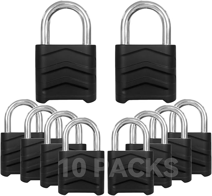 SEPOX 10PCS 2.2" Heavy Duty Weatherproof Combination Padlock, 4 Digital Large Outdoor Lock, High Security Aluminum Lock Body, Uncuttable Shackle, Suitable for Warehouse, Home, School, Gate, Garden