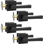 knobelite 4 Pack Privacy Door Handle,Keyless Matte Black Interior Door Knob,Heavy Duty Door Lever Hardware for Bedroom/Bathroom,Reversible for Left & Right