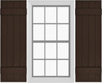 Board & Batten Vinyl Shutters (1 Pair) | 14.5"x31" (4-Board) - Coffee Bean | Exterior Window Shutters | Includes Mounting Hardware | Simple Installation | Made in USA