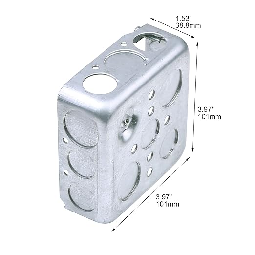 20 Pack 4" Square Electrical Box, 1-1/2'' Deep Metal Electrical Junction Box, 21.0 Cu. in. Capacity, Galvanized