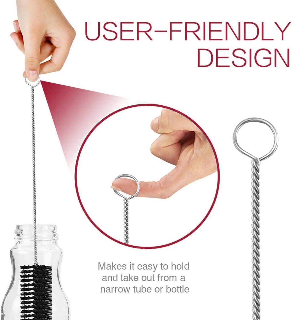 Long Straw Brush, Nylon Pipe Tube Cleaner 8.2-ihch 10 Different Diameters Set of 10