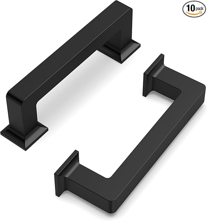 FILTA 3 Inch(76mm) Hole Centers Matte Black Cabinet Pulls(Set of 10),Black Cabinet Pulls Zinc Alloy Kitchen Cabinet Handles Cabinet Hardware for Cabinets Cupboard Drawer