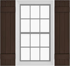 Board & Batten Vinyl Shutters (1 Pair) | 11"x39" (3-Board) - Coffee Bean | Exterior Window Shutters | Includes Mounting Hardware | Simple Installation | Made in USA