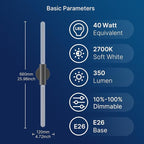 FLSNT Matte Black 2-Light Wall Sconce with Clear T30 Edison LED Bulbs, Dimmable E26 Standing Lamp, 2700K Soft White, 90 CRI, 350LM, Aluminum Alloy Wall Lamp for Living Room, Bedroom, Office