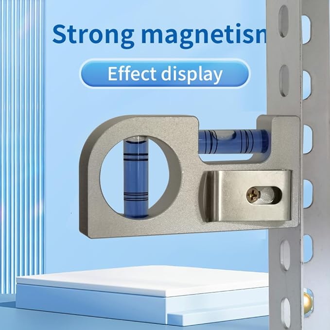 Solid aluminum alloy Mini level ruler portable mini level bubble meter with magnetic function TV stand installation (Silver Blue)