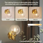 ANDY STAR Brushed Gold Bathroom Light Fixtures, Brass Vanity Lights for Mirror, 1-Light Bathroom Wall Sconces Lighting with Globe Clear Shade Up or Down Wall Mounted for Kitchen, Living Room, Hallway