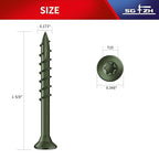 #8 x 1-5/8" Deck Screws (138Pcs) 1lb. Exterior Wood Screws. Carbon Steel, Green, Flat Head, Rust Resistant epoxy Coated, with T25 Star Bit