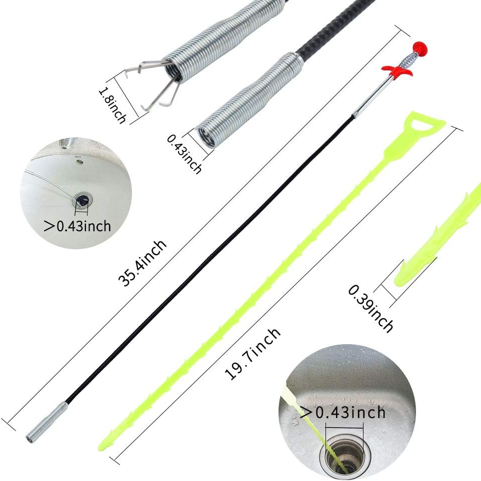 DR.PEN Flexible Grabber Claw Pick Up Reacher Tool (Drain Clog Remove Tool), With 4 Claws Bendable Hose Pickup Reaching Assist Tool for Litter Pick, Home and Kitchen Sink, Drains, Toilet (35.4 inch)