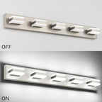 SOLFART 5 Light Bathroom Vanity Light Brushed Nickel Bathroom Vanity Light Fixtures Over Mirror Led Lights for Restroom Nickel