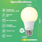 36 Pack LED Bulbs, A19 60W Equivalent, 800 Lumens, 2700K Soft White, 8W Non-Dimmable Light Bulbs for Home & Office, 15000hours