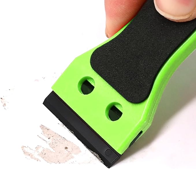 EHDIS 2pcs Plastic Razor Scraper 6-inch Long Handle Adhesive Remover Tool with 100 Double-Edge Blades for Window Tint Vinyl Scraper Decal Sticker Glue Remove (‌Neon-Green)