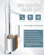 Kitchen Faucet, Commercial Kitchen Sink Faucets with Pull Down Sprayer, Stainless Steel Faucets for Kitchen Sinks, Dual Function Spray Head, Single Handle Spring Kitchen Faucets -Chrome Finish