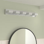 Ralbay Dimmable Chrome Bathroom Light Fixtures 5 Lights Modern LED Vanity Light Fixtures Acrylic Stainless Steel Chrome Bathroom Vanity Wall Lighting Over Mirror