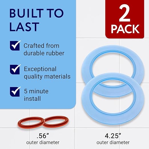 Impresa Replacement Canister Flush Valve Seal & Toilet Ring Seal - 2-Pack Blue Rubber - Compatible with American Standard Champion 4 & Eljer 4 - Fits 7301111-0070A