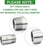 TAISHER 2PCS 304 Stainless Steel Pipe Fittings, 3/4" NPT Male Threaded, 2" Length Weld Nipple Cast Pipe