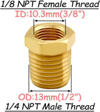 4PCS Brass Reducer Bushing, 1/4" NPT Male to 1/8" NPT Female Thread, Hex Reducing Convert Adapter Pipe Fitting Connector for Water/Oil/Gas