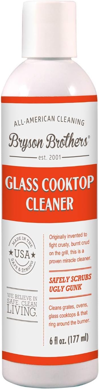 6 Fl Oz Glass Cooktop Cleaner - Safely Scrubs Stains and Grease on Glass Cooktops, Gas Ranges, Oven Doors and Fireplace Door Glass