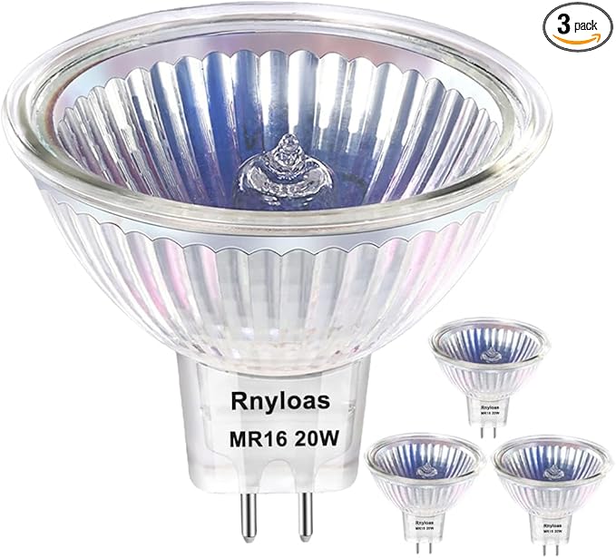 MR16 Halogen Bulb, Dimmable with GU5.3 Base Long Lasting, 3 Pack MR16 12V 20W 2800K Warm White, High Brightness 300LM with Clear Glass Cover, Bulb for Landscape, Track Light