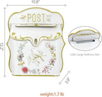 Mailbox Wall Mount Mailboxes for Outside Vintage Mail Boxes for House Outside Metal Drop Box Antique Style Nostalgic Charm Home Decorative, Bird Pattern, White