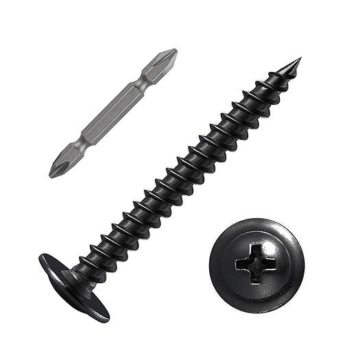 (100 pcs)#8×2" Black Truss Head Wood Screws Quick Metal Self Tapping Zinc Oxide